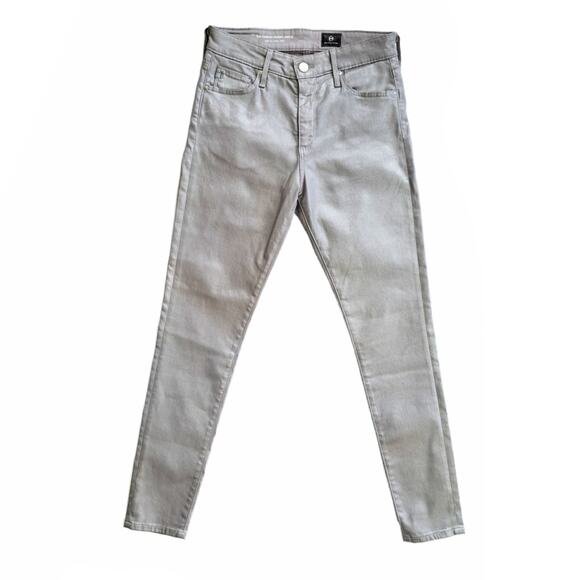 AG Farrah High Rise Skinny Jeans Silver Size 27 Leatherette Chrome-Cast Iron - Picture 9 of 13
